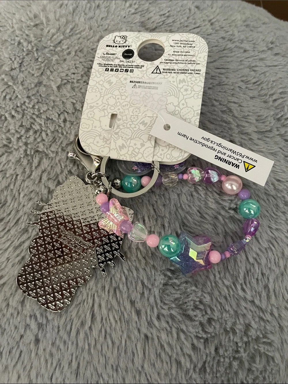 Hello Kitty Pink, Purple & Teal Beaded Keychain Set